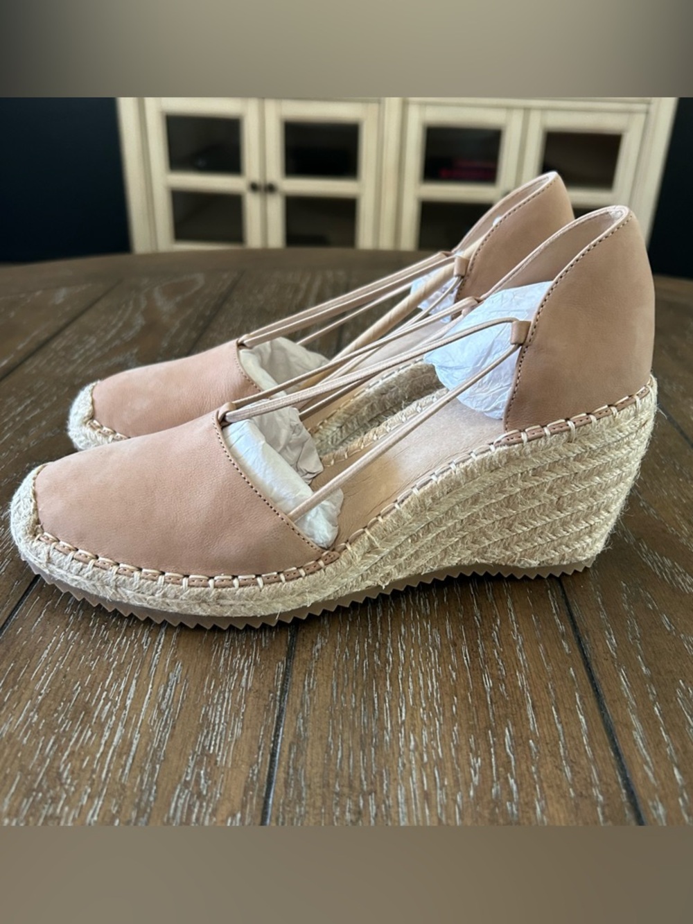 New Eileen Fisher Yasmin Wedge Espadrilles Tumbled Nubuck Leather Size 7